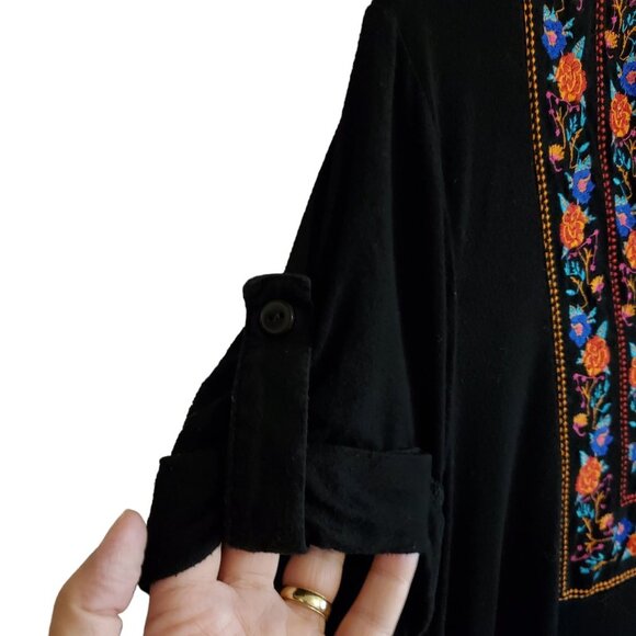 mai & soli Black Embroidered Boho Midi Dress with Pockets - Picture 4 of 10